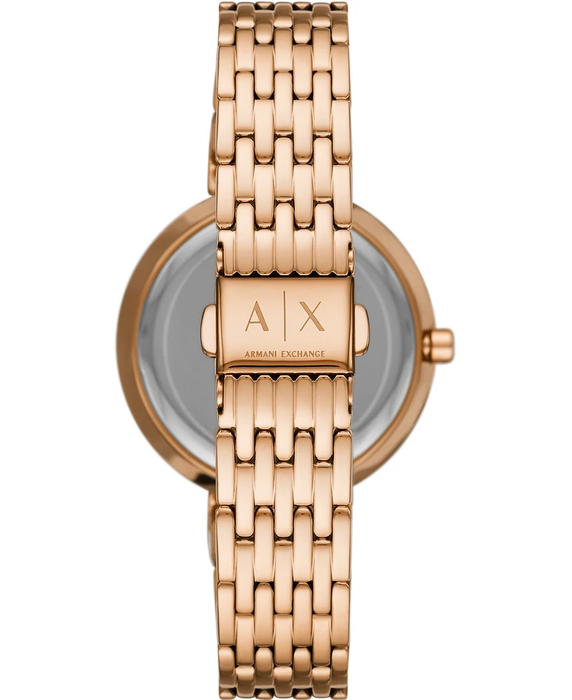 A|X Armani Exchange Women's Three-Hand Rose Gold-Tone Stainless Steel Watch 36mm, AX5912 - Rose Gold