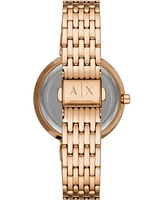 A|X Armani Exchange Women's Three-Hand Rose Gold-Tone Stainless Steel Watch 36mm, AX5912 - Rose Gold