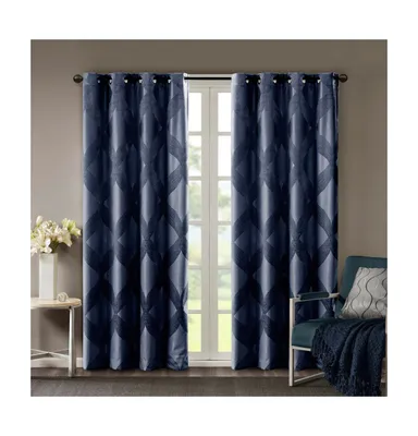 Bentley Ogee Knitted Jacquard Total Blackout Curtain Panel, 50"W x 84"L