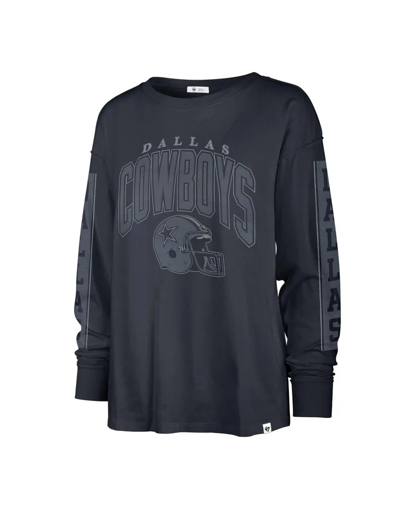 Women's '47 Brand Navy Distressed Dallas Cowboys Tom Cat Lightweight Long Sleeve T-shirt