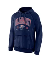 Men's Fanatics Heather Navy Distressed Oklahoma City Thunder Foul Trouble Snow Wash Raglan Pullover Hoodie