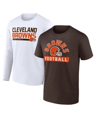 Men's Fanatics Brown, White Cleveland Browns Two-Pack 2023 Schedule T-shirt Combo Set