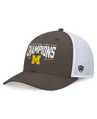 Men's Top of the World Heather Charcoal Michigan Wolverines College Football Playoff 2023 National Champions Structured Trucker Adjustable Hat