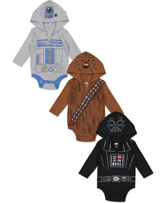 Star Wars Darth Vader R2-D2 Chewbacca Boys 3 Pack Bodysuits Infant