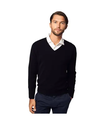 Bellemere Men's Solid V-Neck Merino-Cashmere Sweater