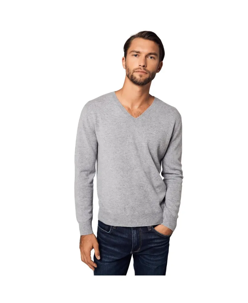 Bellemere Men's Solid V-Neck Merino-Cashmere Sweater