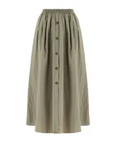 Women's Button Accessorized Midi Skirt