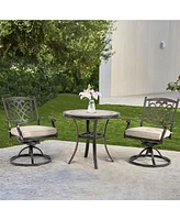 Mondawe 3-Piece Aluminum Bistro Set with Cushion for Outdoor Patio Furniture, Beige