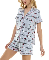 Derek Heart Women's 2-Pc. Printed Short Pajamas Set