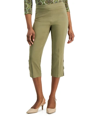 Jm Collection Petite Side-Lace-Up Capri Pants, Created for Macy's