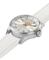 Hamilton Women's Swiss Automatic Khaki Aviation White Leather Strap Watch 36mm
