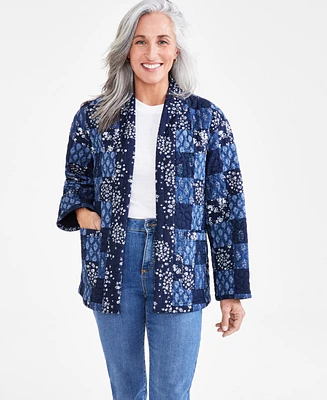 Style & Co Petite Cotton Quilted Patchwork Jacket