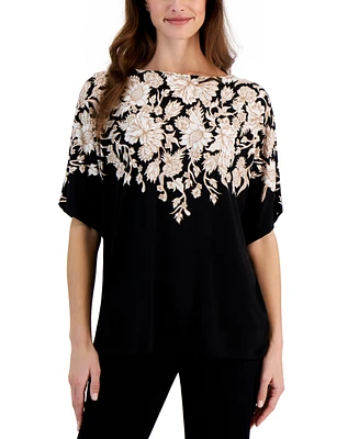 Jm Collection Petite Delicate Etch Dolman-Sleeve Top, Created for Macy's