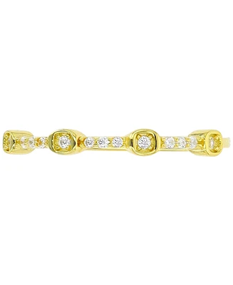 Cubic Zirconia Two Level Narrow Stack Ring 14k Gold-Plated Sterling Silver