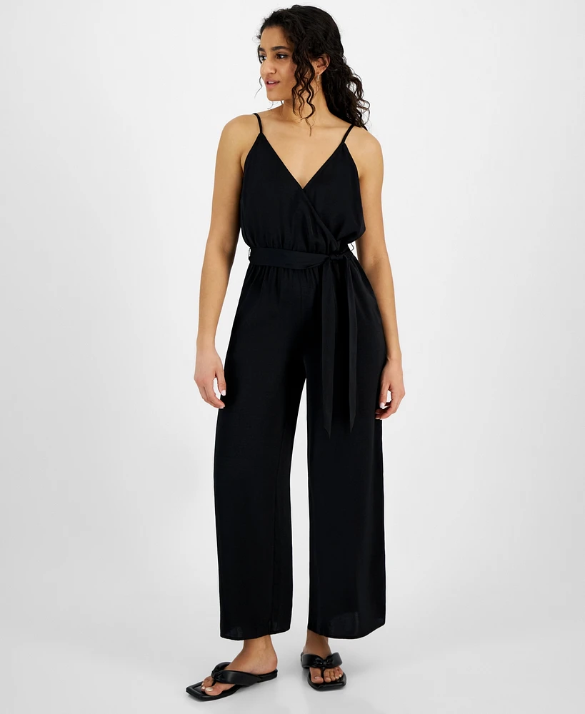 Bar Iii Petite Surplice-Neck Spaghetti-Strap Jumpsuit, Created for Macy's