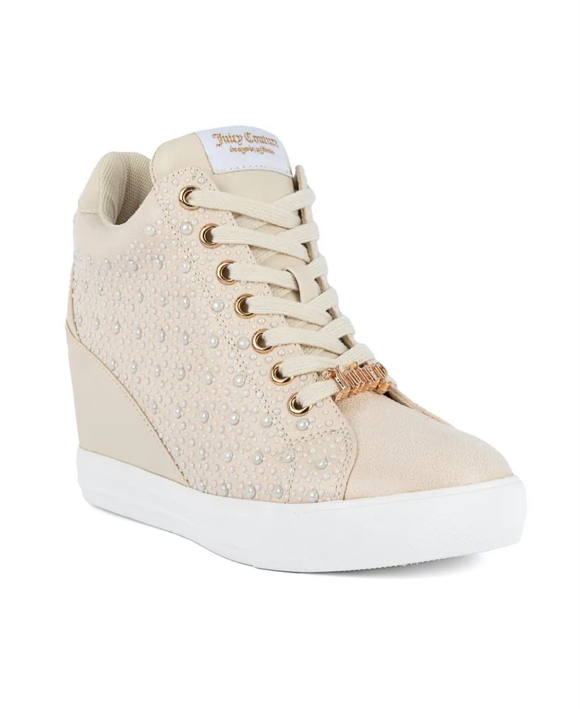 Juicy Couture Women's Jiggle Embellished Lace-Up Wedge Sneakers