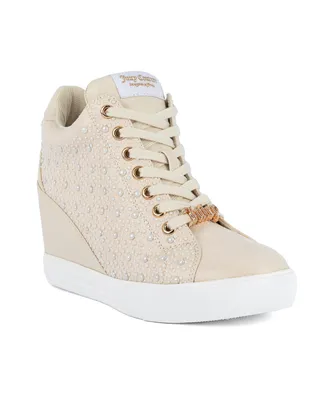 Juicy Couture Women's Jiggle Embellished Lace-Up Wedge Sneakers