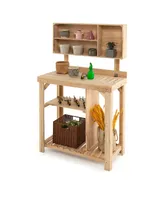 Garden Wooden Potting Table Workstation with Storage Shelf