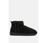 Womens winifred rhinestone embellished fur lined boots