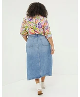 FatFace Women's Plus Size Carla Denim Midi Skirt