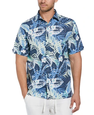 Cubavera Men's Regular-Fit Linen-Blend Tropical-Print Short-Sleeve Shirt