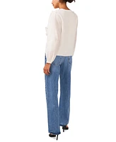 1.state Women's Button-Front Ruffle Blouse