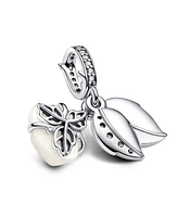 Pandora White Rose Bloom Double Dangle Charm in Sterling Silver