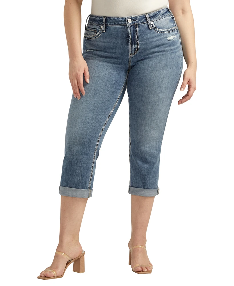 Silver Jeans Co. Plus Size Suki Mid Rise Curvy Fit Capri Jeans