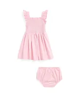 Polo Ralph Lauren Baby Girls Smocked Cotton Jersey Dress and Bloomer Set