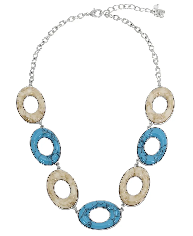 Robert Lee Morris Soho Semi-Precious Mixed Stone Oval Bib Necklace