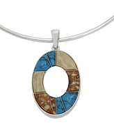 Robert Lee Morris Soho Semi-Precious Mixed Stone Oval Pendant Wire Necklace