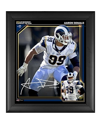 Aaron Donald Los Angeles Rams 2018 Nfl Defensive Player of the Year Framed 15" x 17" Collage - Facsimile Signature