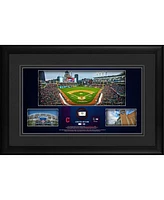 Cleveland Guardians Framed 10" x 18" Stadium Panoramic Collage with a Piece of Game-Used Baseball - Limited Edition of 500
