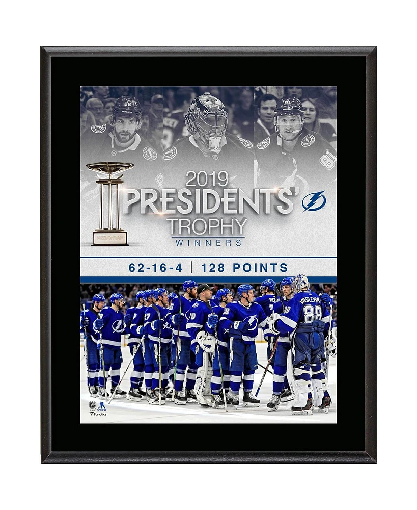 Tampa Bay Lightning 10.5" x 13" 2018-19 Presidents' Trophy Winners Sublimated Plaque