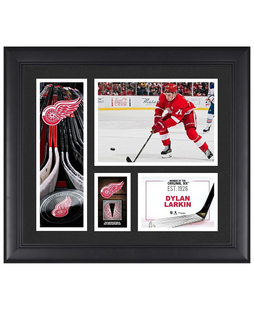 Dylan Larkin Detroit Red Wings Framed 15" x 17" Player Collage with a Piece of Game-Used Puck