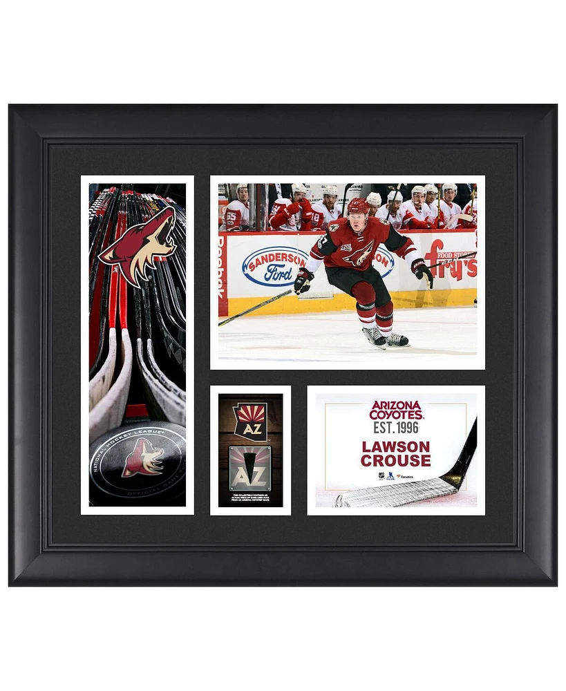 Lawson Crouse Arizona Coyotes Framed 15" x 17" Player Collage with a Piece of Game-Used Puck