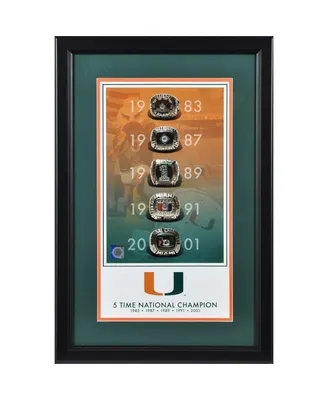 Miami Hurricanes Framed 10" x 18" 5-Time National Champions Legacy Print