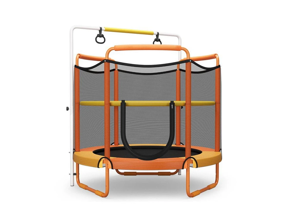 5 Feet Kids 3-in-1 Game Trampoline with Enclosure Net Spring Pad