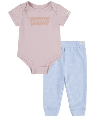 Levi's Baby Boys or Girls Batwing Bodysuit and Joggers Pant Set