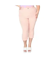 Plus Pink & White Pin Dot Heart Pocket Rachelle Capri Pants