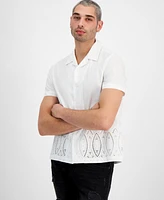 Guess Men's Regular-Fit Poplin Eyelet Shirt