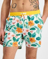 Guess Men's Vintage-Print Floral Swim Trunks