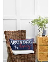 12" x 24" Anchors Away Nautical Embroidered Lumbar Throw Pillow