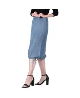 Standards & Practices Modern Womens Denim Tencel Adjustable Hem Drawstring Skirt