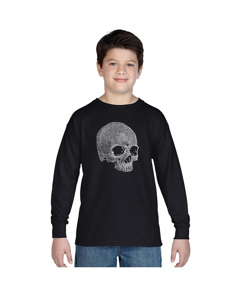 Boy's Word Art Long Sleeve - Dead Inside Skull