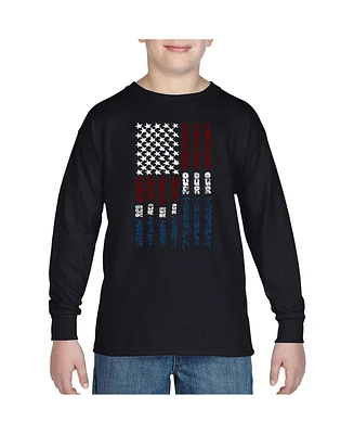 Boy's Word Art Long Sleeve - Support our Troops