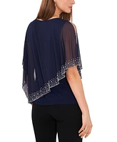 Msk Petite Rhinestone Cape-Overlay Top