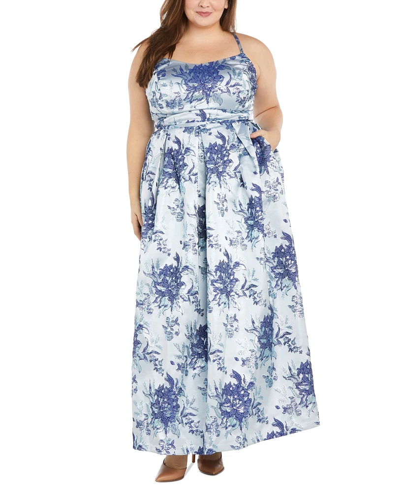 Morgan & Company Plus Sleeveless Floral Gown