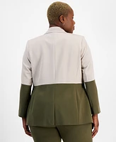 Tahari Asl Plus Colorblocked Boyfriend Blazer