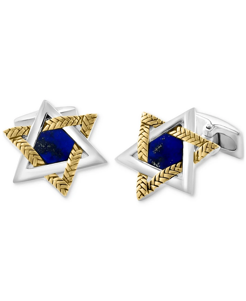 Effy Men's Lapis Lazuli Star of David Cufflinks in Sterling Silver & 18k Gold-Plate